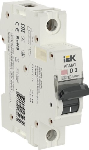 Выключатель автоматический IEK ARMAT M10N 1п 3А D 10кА картинка